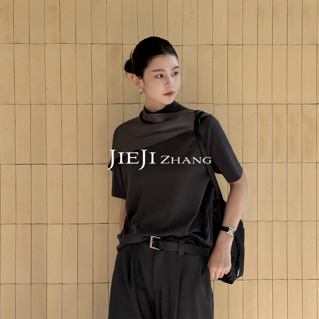 满目ManMu【张琪专属】老钱风高级定制真丝丝巾羊毛上衣350203