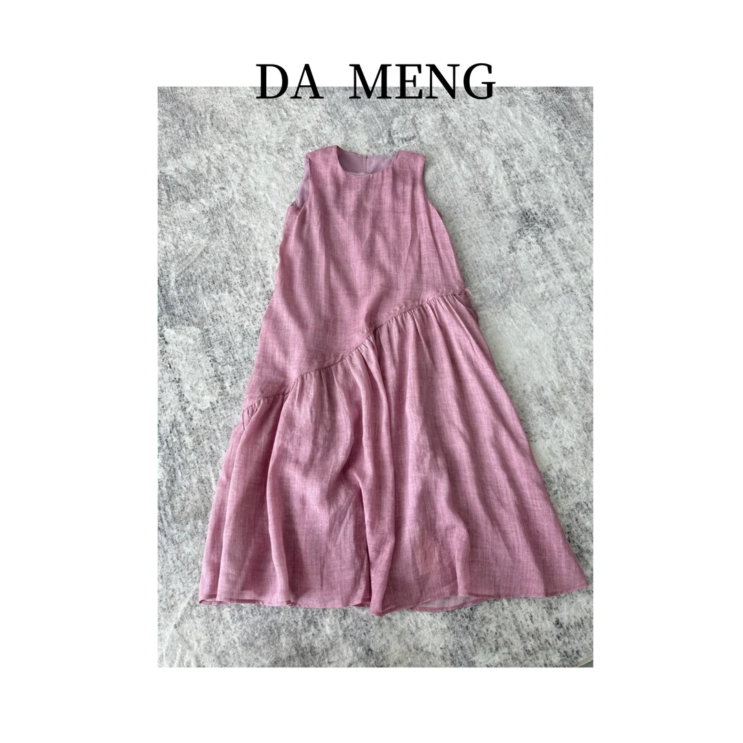 【夏日粉裙】春夏新品苎麻百搭休闲气质连衣裙