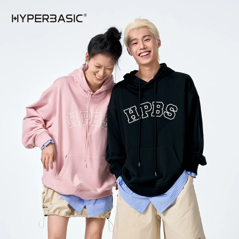 假两件情侣重磅连帽卫衣男夏季印花长袖百搭休闲美式秋季