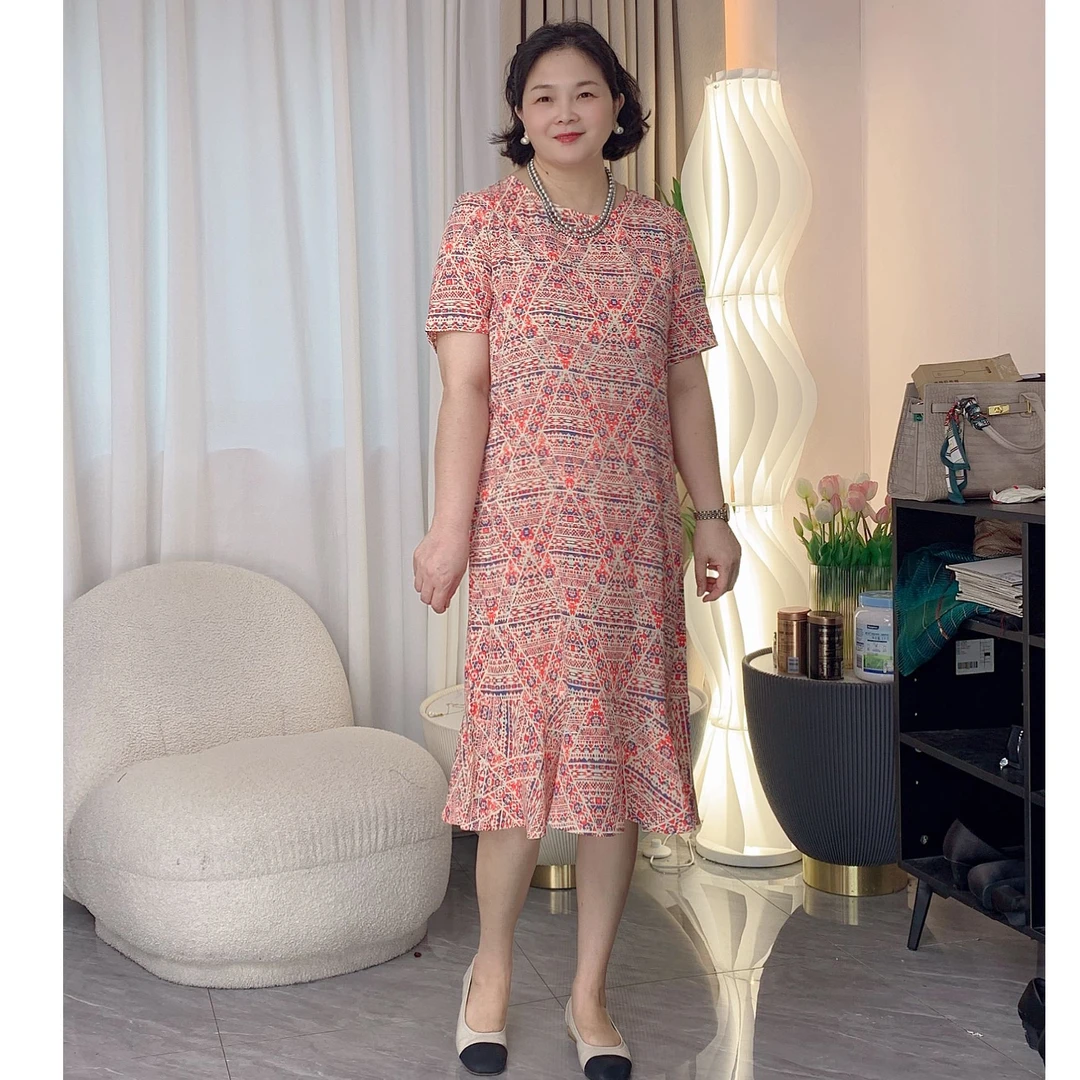 【连衣裙】2025年夏款菱形图腾设计感连衣裙 时尚百搭气质感