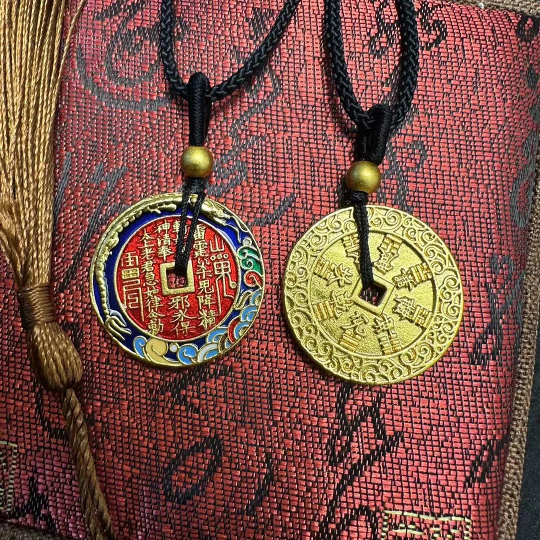 合金吊坠 合金吊坠 山鬼花钱双面精雕精刻古法传承百搭吊坠男女款