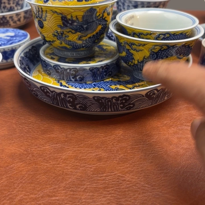 记***爱盖碗黄龙五件套景德镇发货
