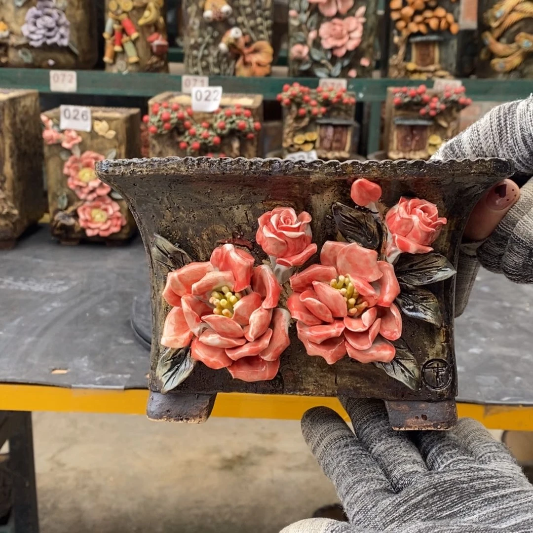 红陶青藤花器多肉花盆