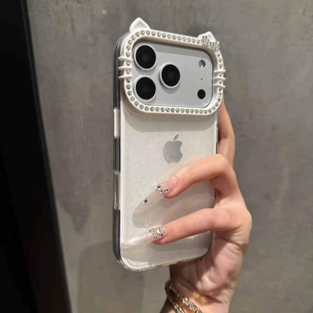 新款简约KT猫闪粉适用于iPhone17promax手机壳苹果16防摔15小众14