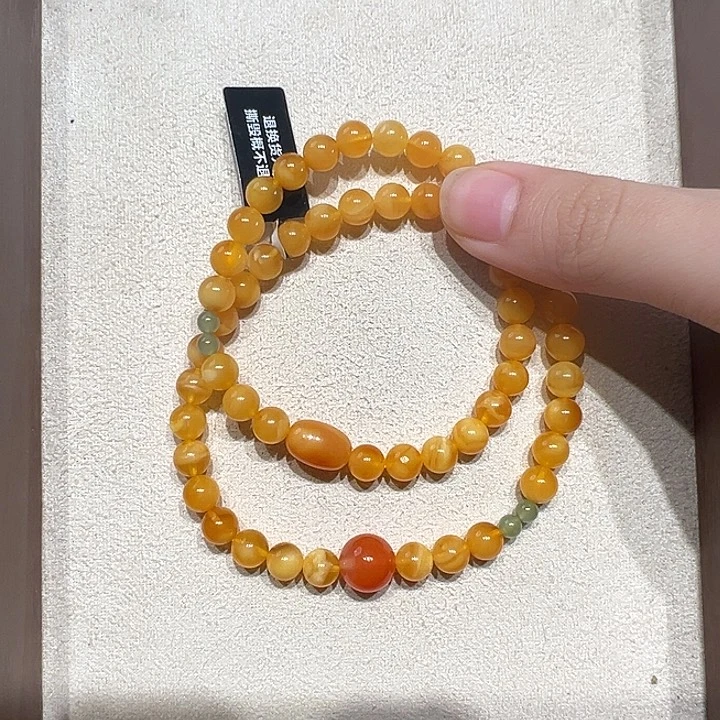 蜜蜡未镶嵌手链6.7mm蜜蜡手串