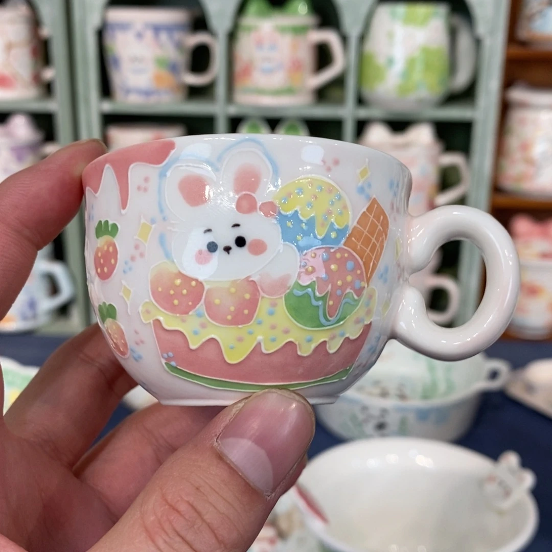 瓷片蛋糕兔子茶杯微瑕