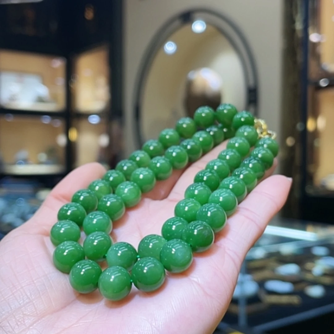 【闪购商品】和田玉颈饰合金10mm圆珠我