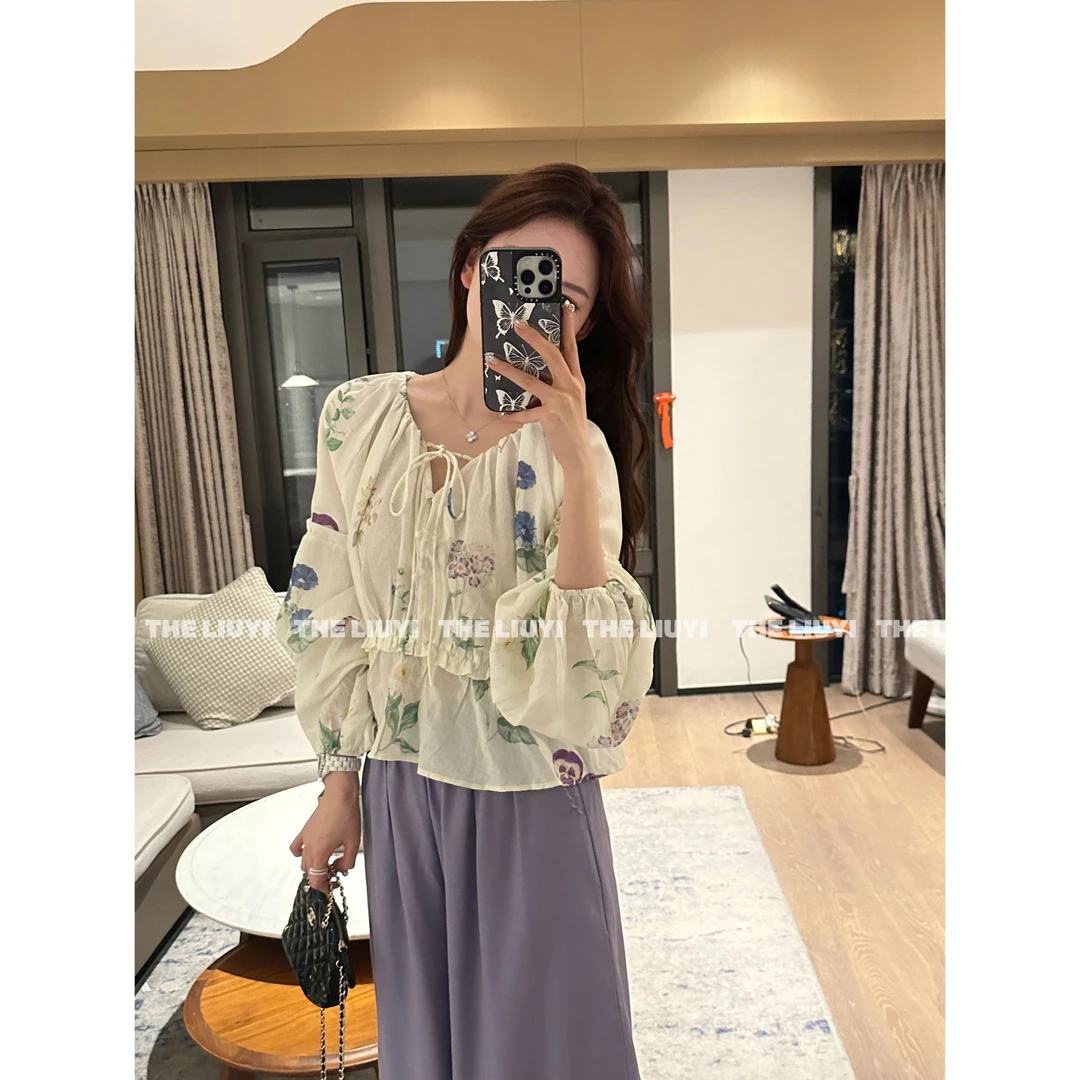 【LIUYI】弗洛花园~夏季透气长袖印花上衣52295