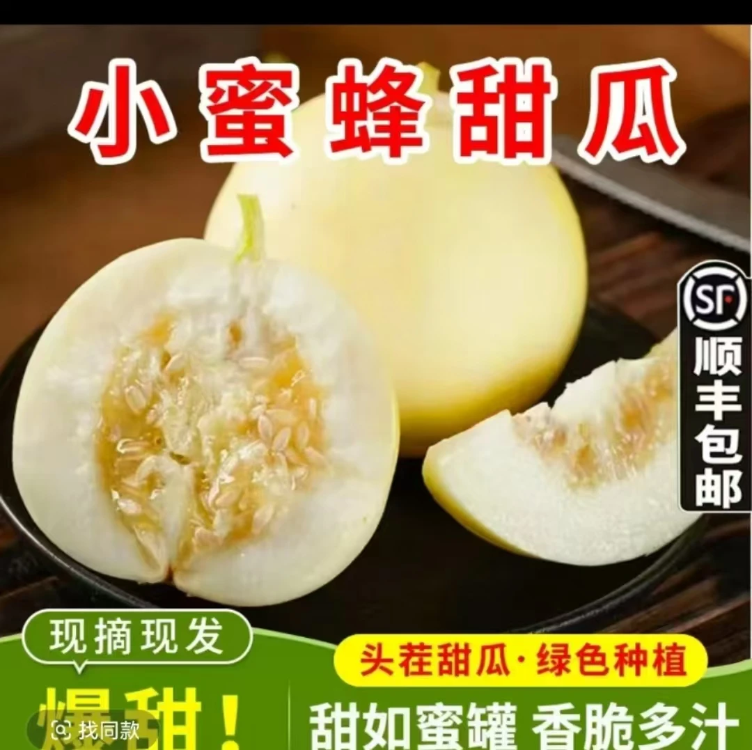 山东小蜜蜂(脆甜)甜瓜头茬无激素，坏果包赔净重5斤，12个小果