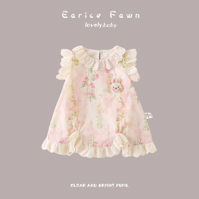 婴儿衣服夏季女宝宝可爱薄款连体衣满月百天爬爬服外出无袖哈衣服