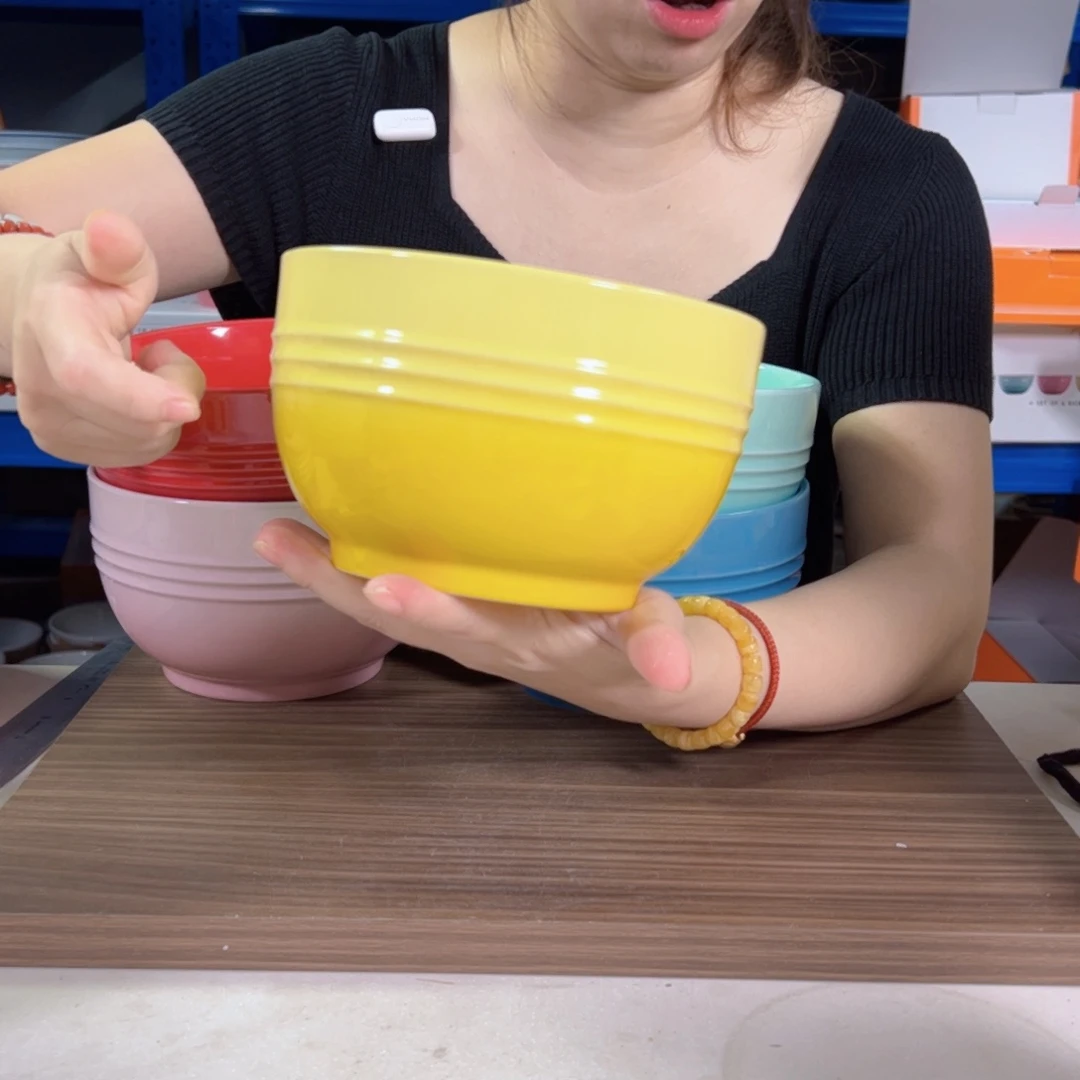 陶瓷轻虹黄色面碗