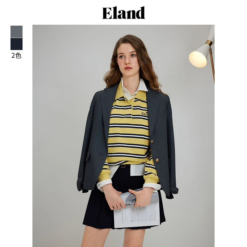 【醋酸＋莱赛尔】Eland衣恋欧若风通勤西装外套女夏季新品EEJKF12E01