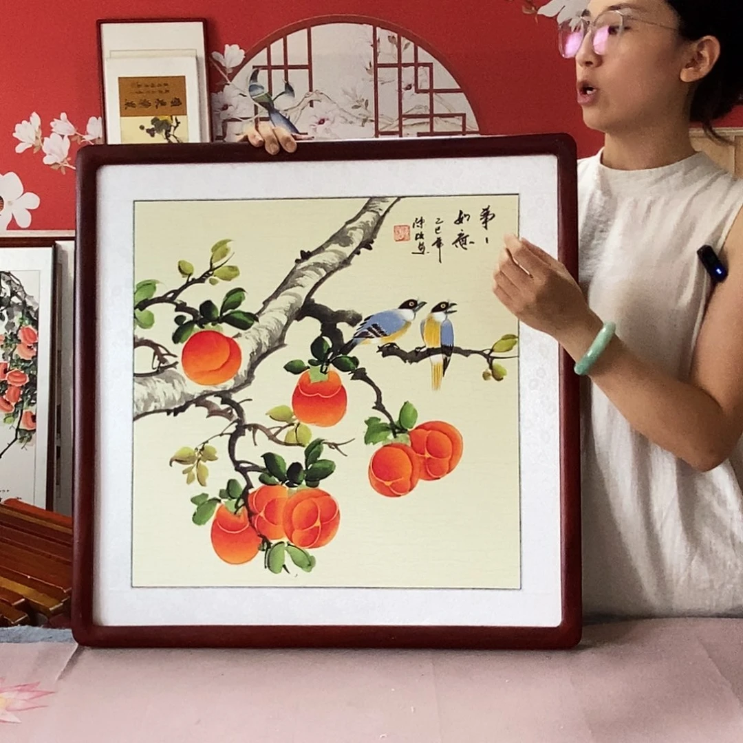 国画手写手绘带框包邮62✖️62国画作品