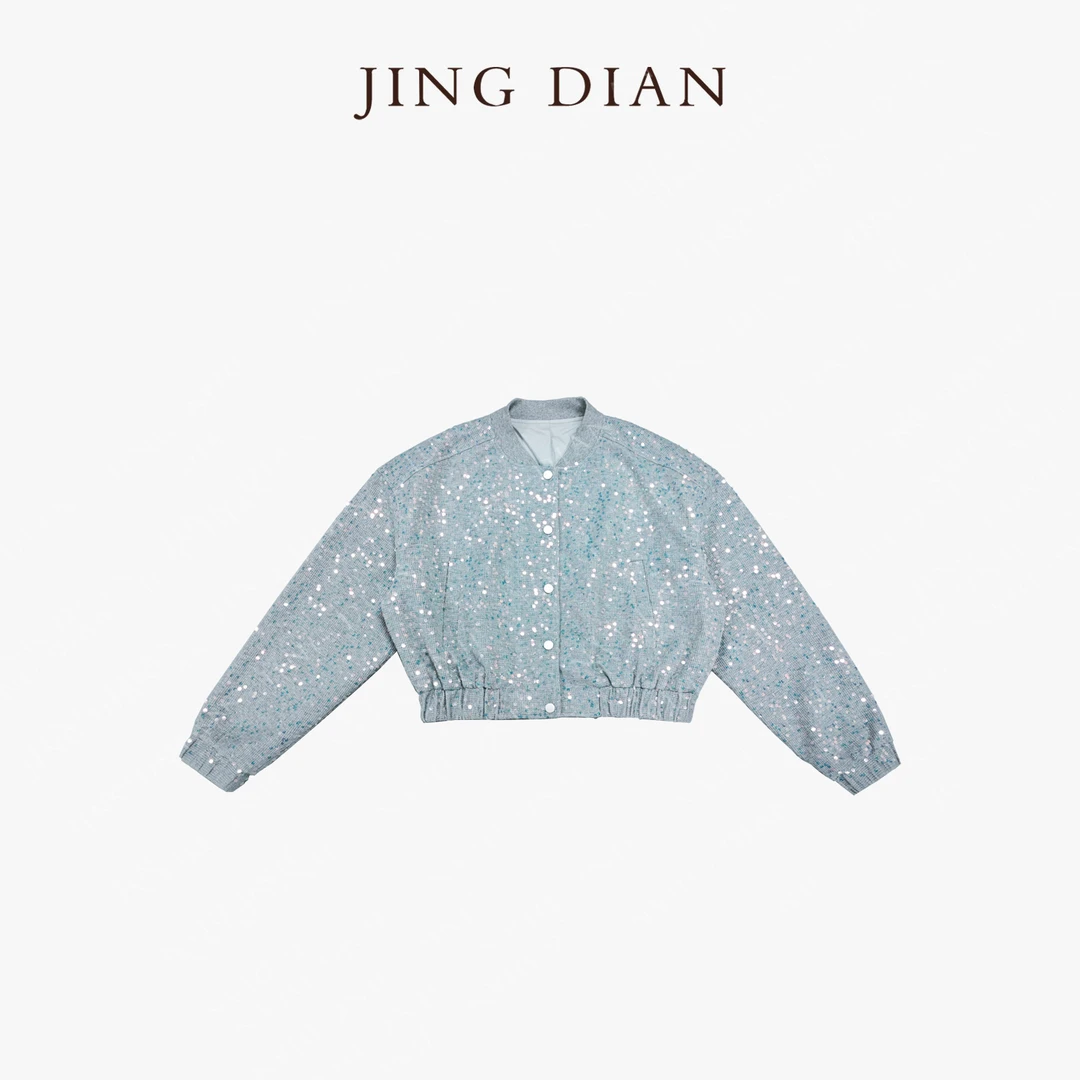 【JD】设计师款小众高定亮片棒球服外套
