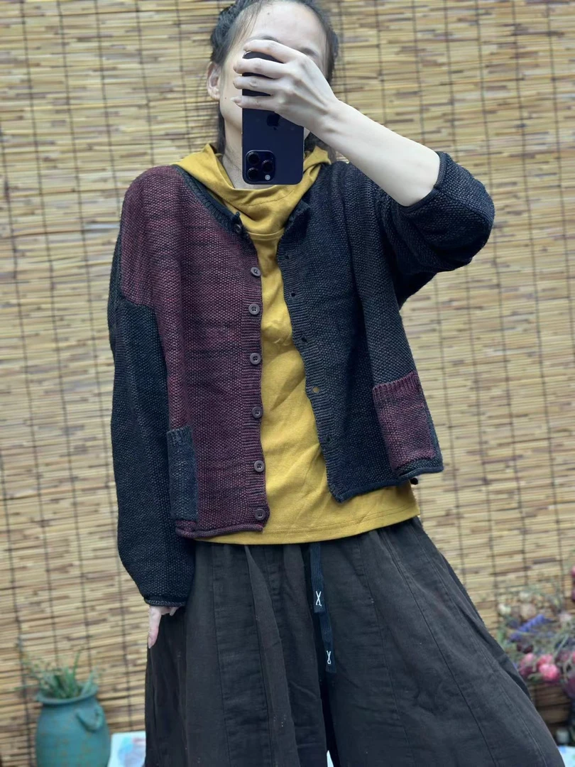 HY    5550拼色毛衣外套