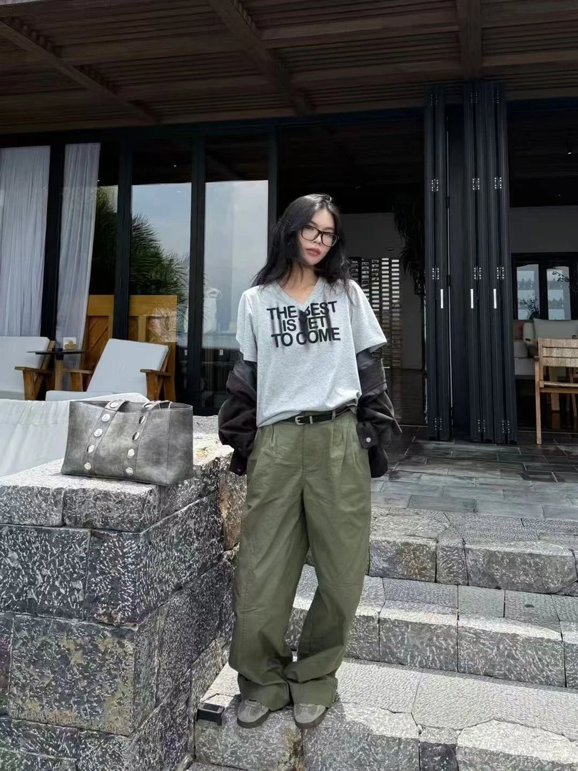 米古古 TO WHOM # 10337#福 垂感气质设计感拖地工装裤