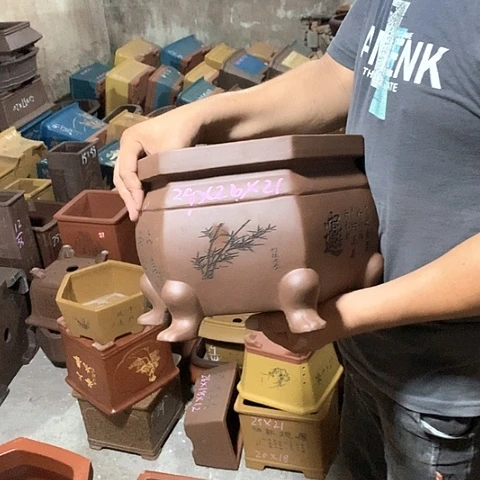 紫砂花盆手工艺品