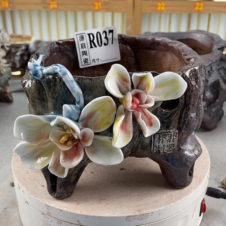 紫砂花盆景德镇陶瓷花盆037