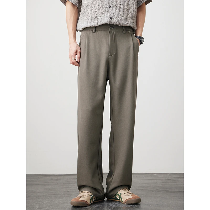 Kuvine2025秋季新款潮流简约垂感西裤宽松百搭时尚阔腿休闲裤男士