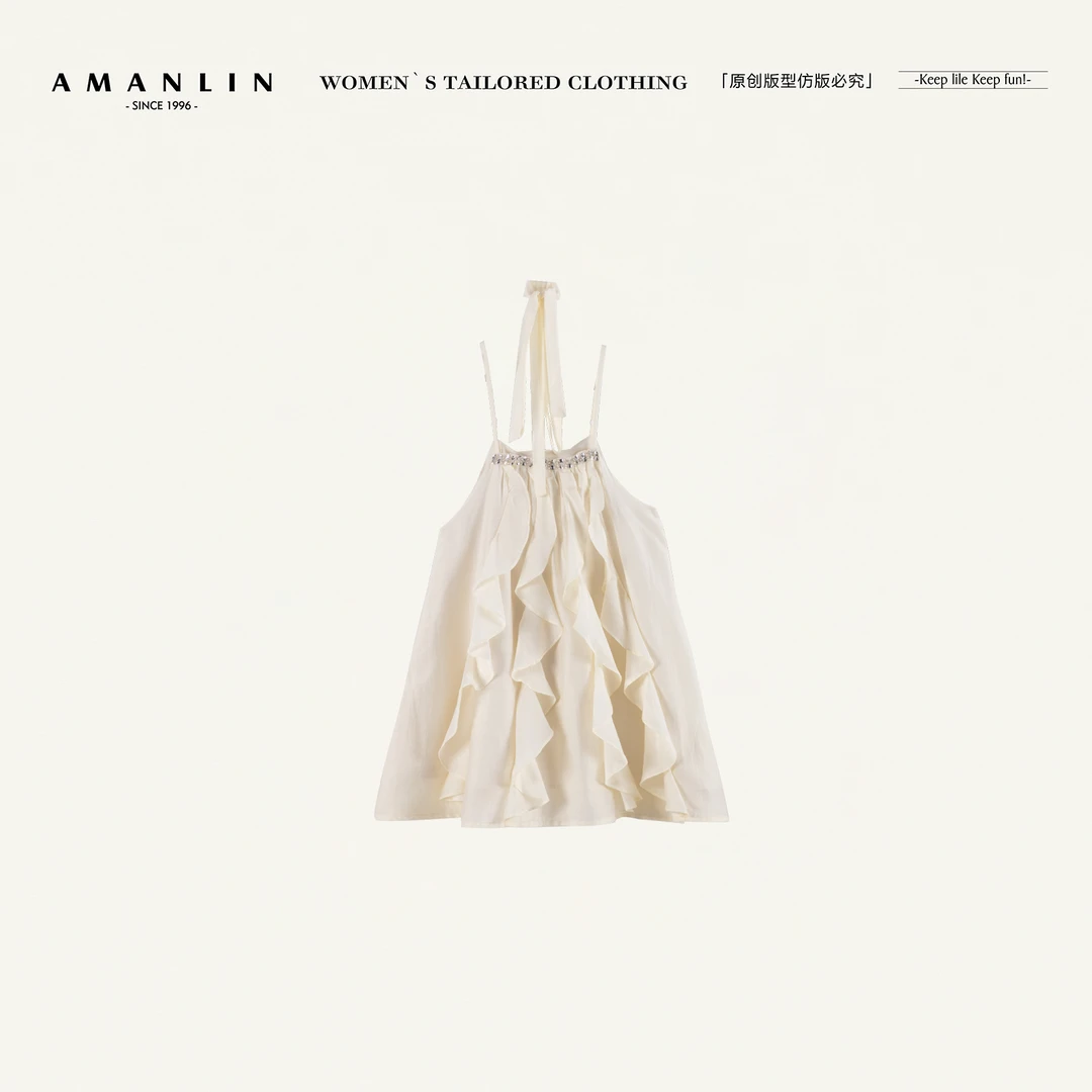 AMANLIN/阿谩琳夏季时尚高级感百搭欧若风镶钻高级感上衣D596083