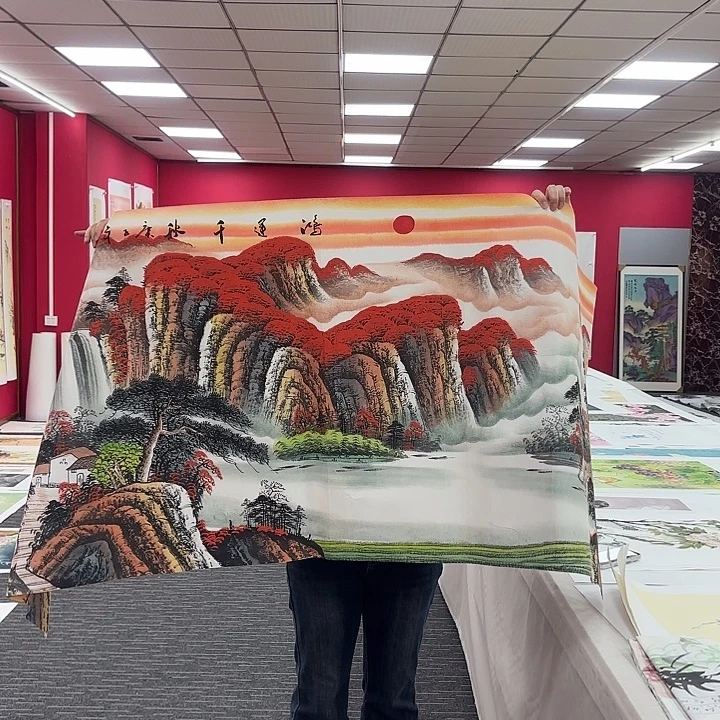 国画红山水图画作品