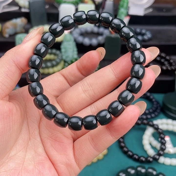 和田玉未镶嵌手链新疆喀拉喀什河沙枣青蓝调特一细卡9