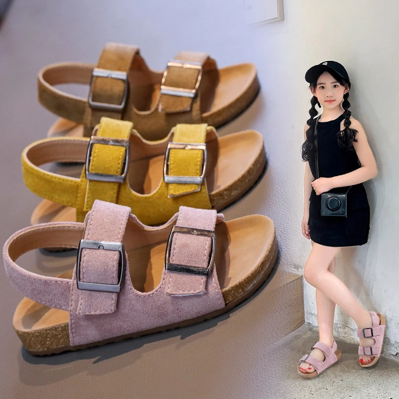 ABC儿童软木勃肯凉鞋2025夏季露趾男女童沙滩鞋韩版中童休闲凉鞋