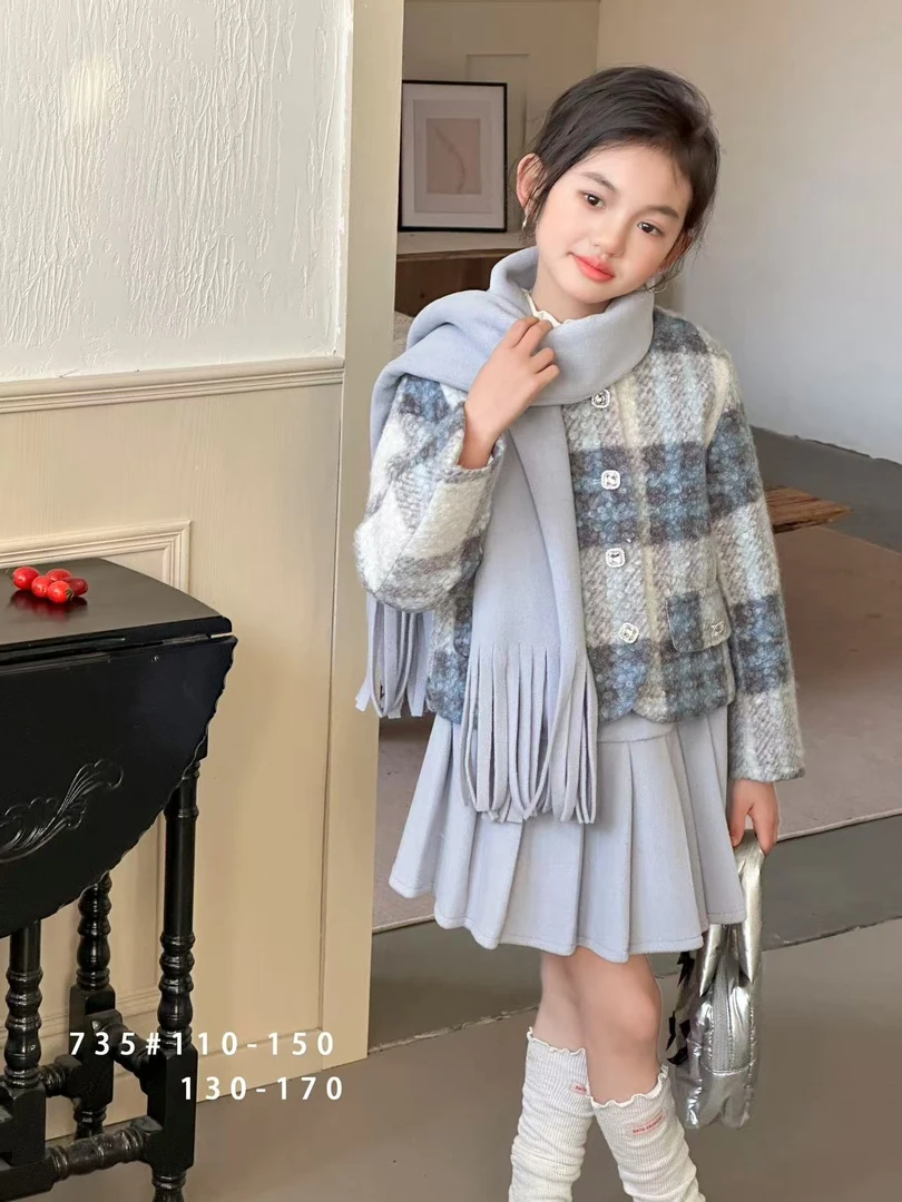女童时尚围巾款三件套
