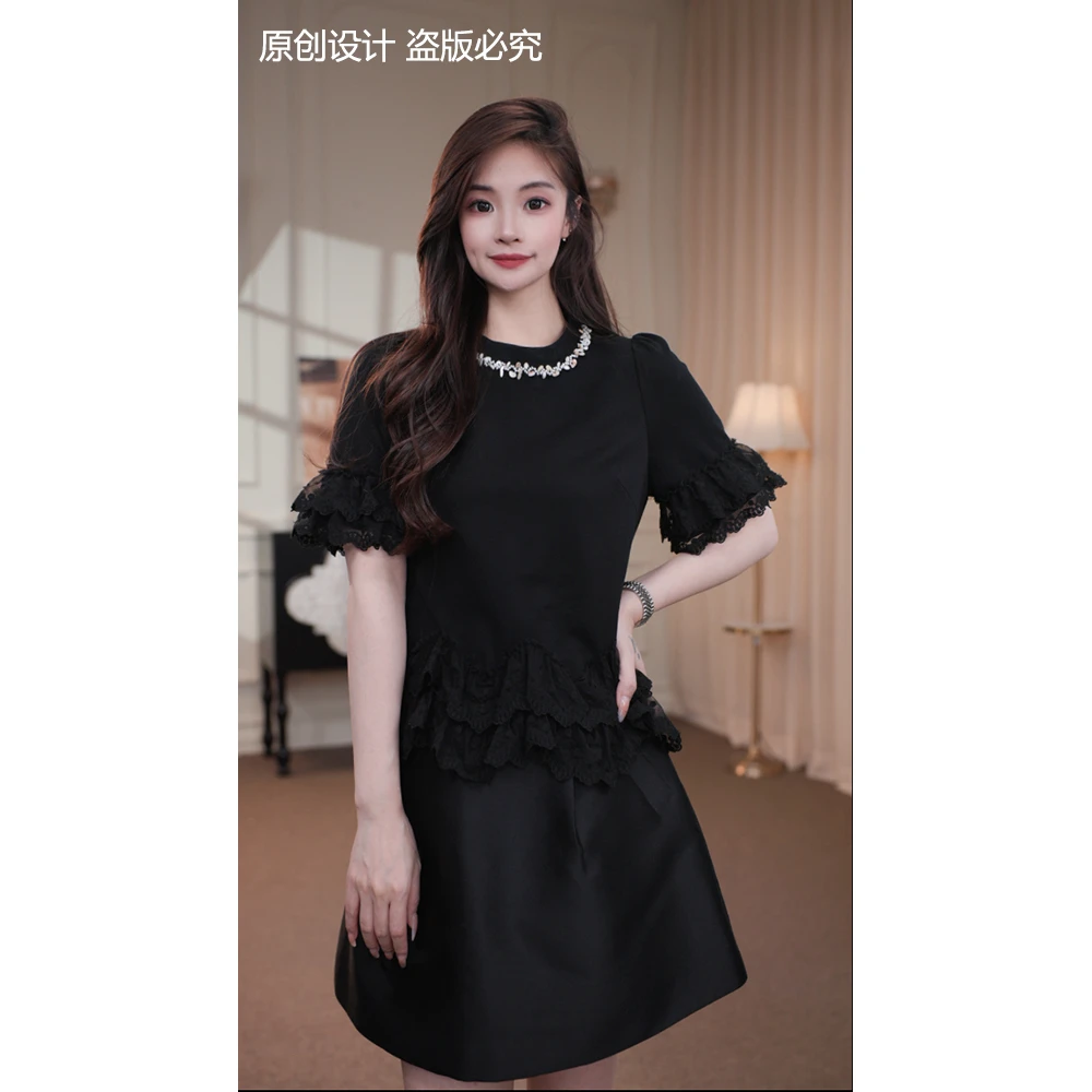 宁宁·安妮心事·春夏新款蕾丝拼接袖口气质显瘦设计感上衣-90831