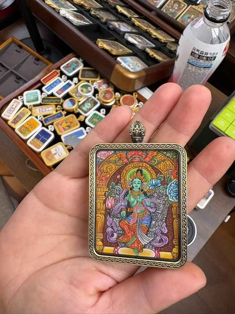 一念心画  手绘唐卡绿度母 定制款