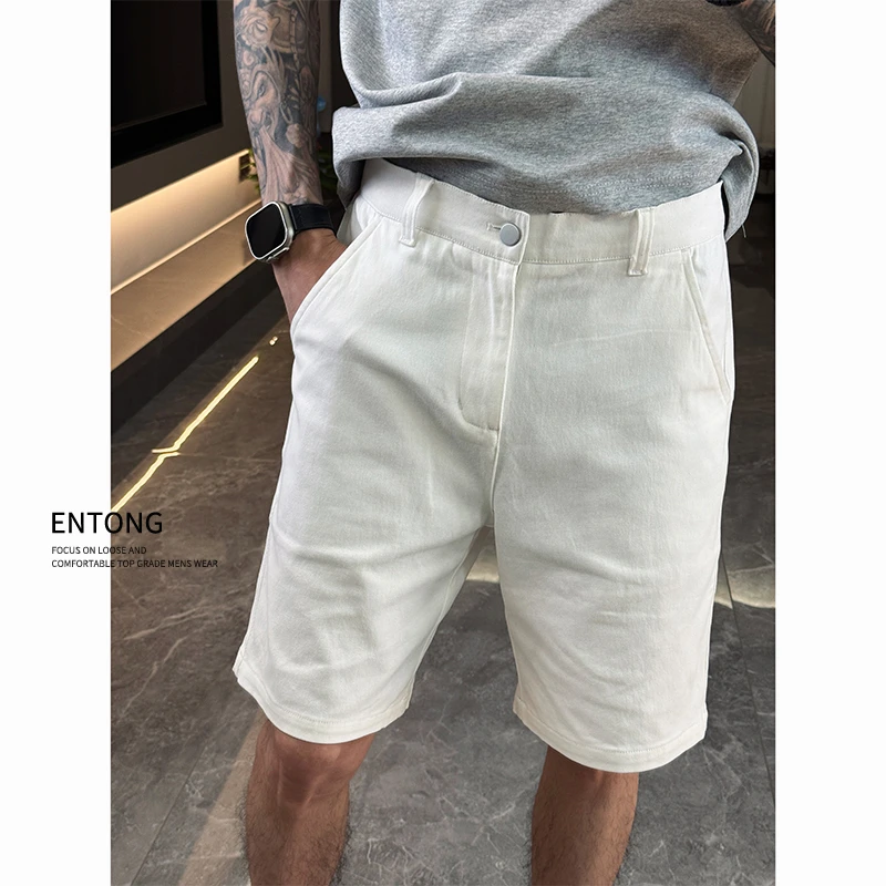 Entong品质男士高级感帅气休闲短裤痞帅修身五分裤夏季中裤子