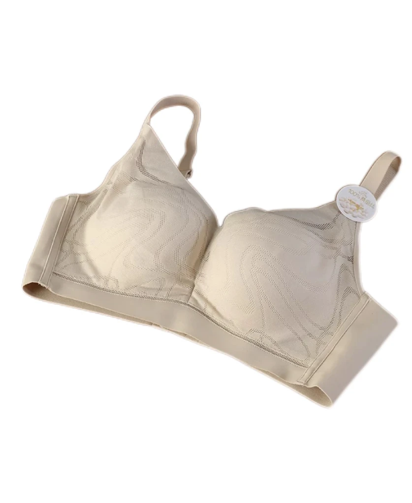 女款  波纹网眼柔软桑蚕丝内里无钢圈文胸内衣