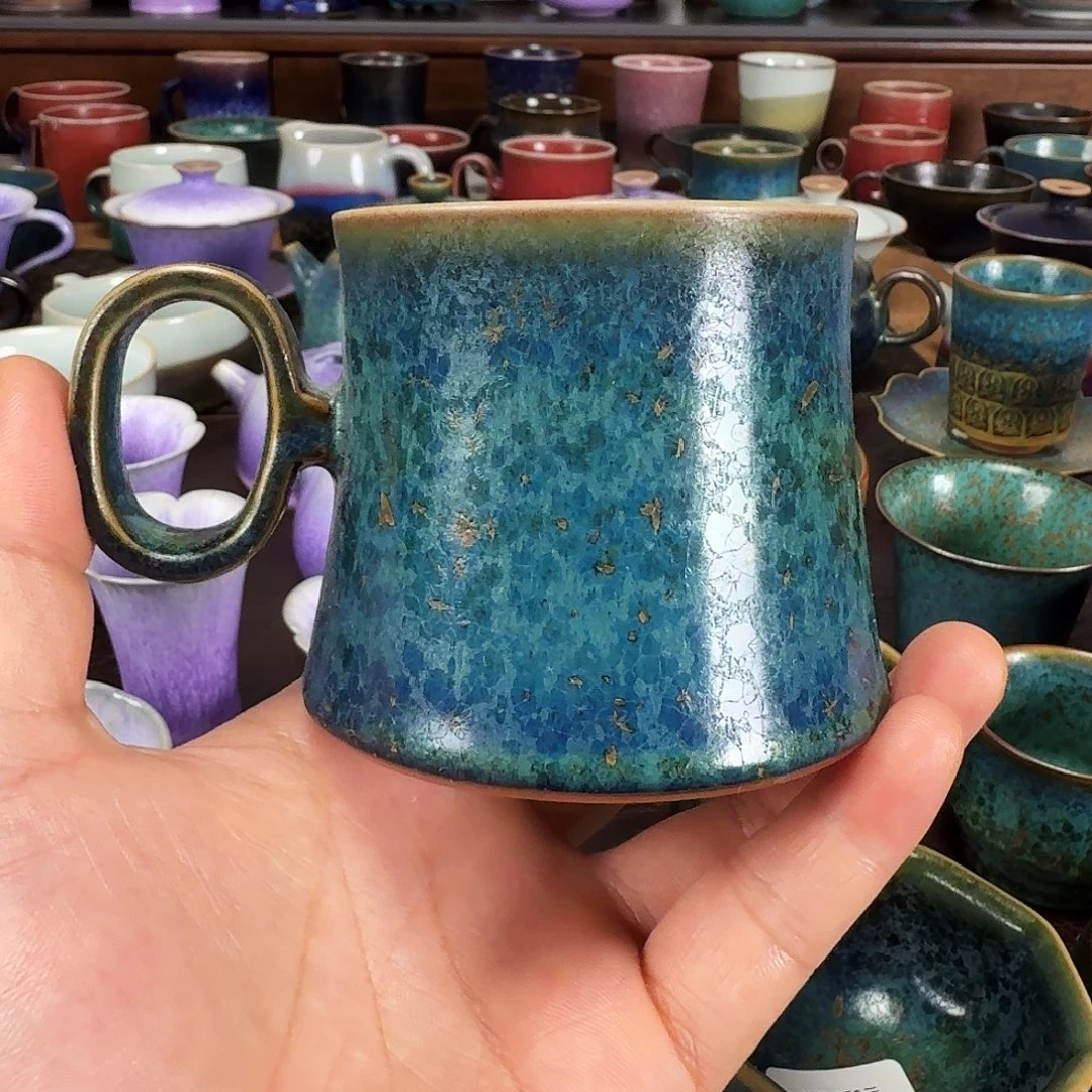 铜绿釉马克杯咖啡杯