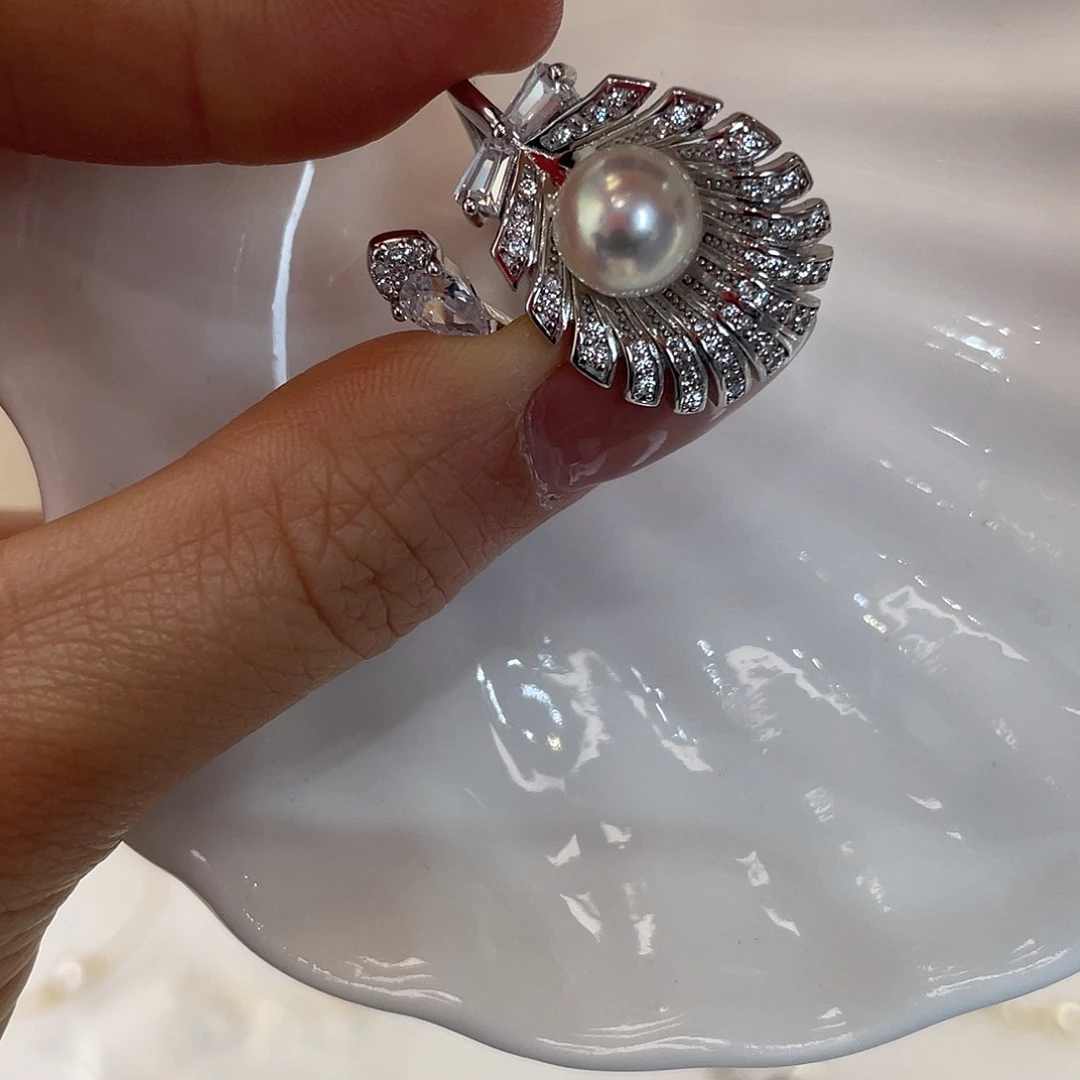 银S925镶嵌海水珍珠戒指