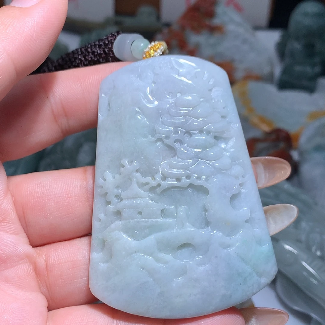 翡翠未镶嵌颈饰保真天然A货翡翠