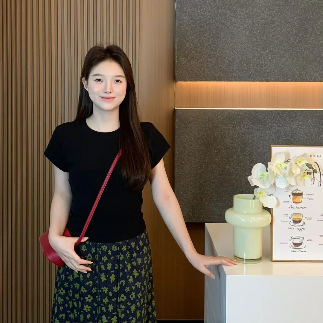 小羽酱小个子定制夏季收腰显瘦短款上衣休闲百搭后背镂空绑带T恤