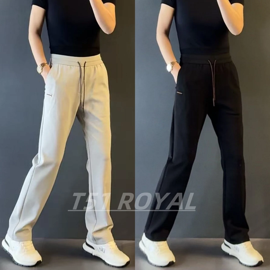 帝罗依美利奴羊毛空气层休闲裤7001春款男装轻奢舒适空气层休闲裤