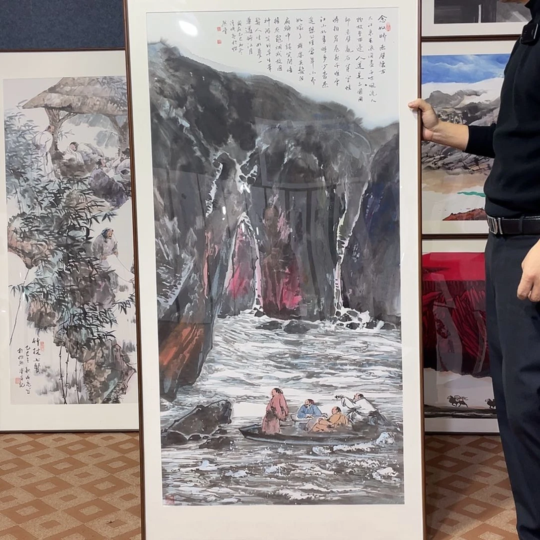 国画手绘画作品带框80/160