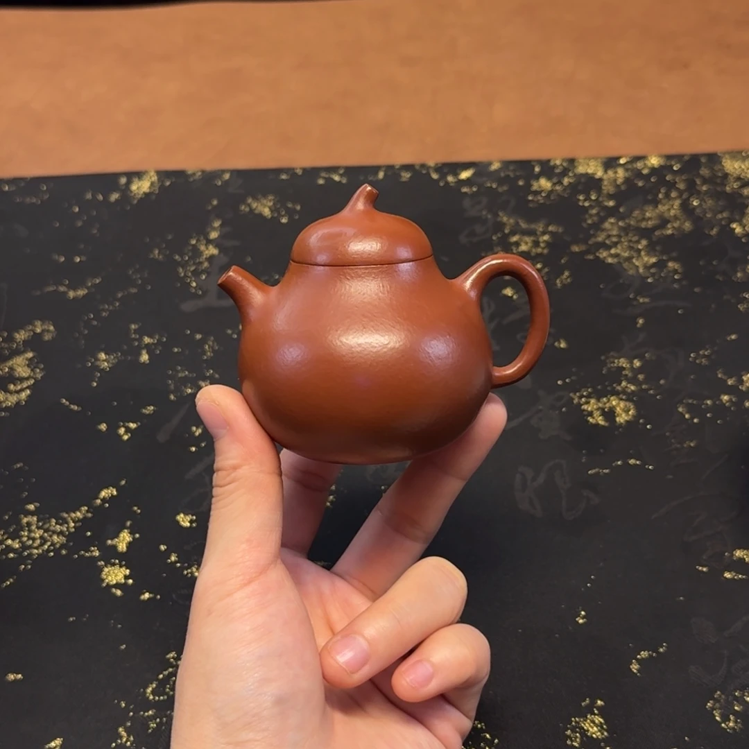 紫砂茶壶130cc，茄瓜壶，小煤窑朱泥
