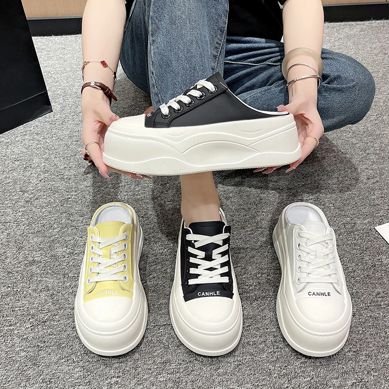 余紫绮【专属】小白鞋包头半拖厚底2025夏季爆款时尚懒人外穿女鞋