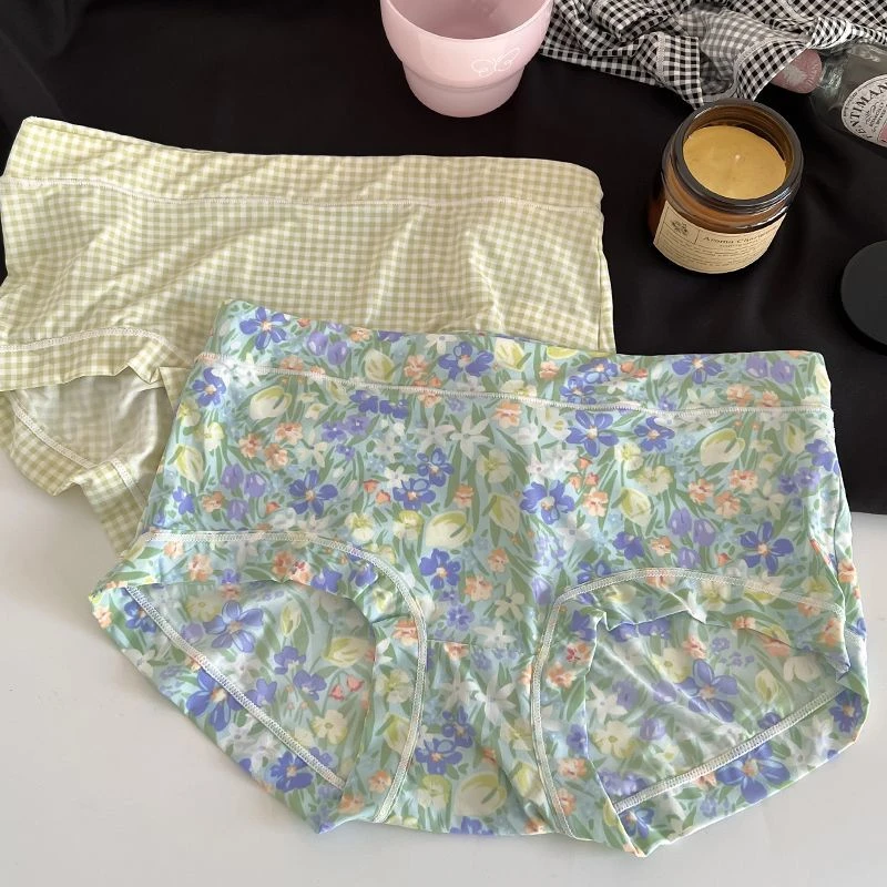 内裤女冰丝日系少女中低腰无痕速干绿色柔软透气2024新款性感三角