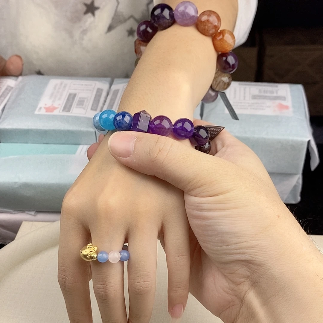 水晶银S925镀金镶嵌手链