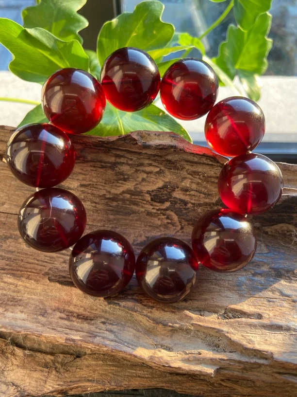 天然缅甸原矿血珀手串霸气款