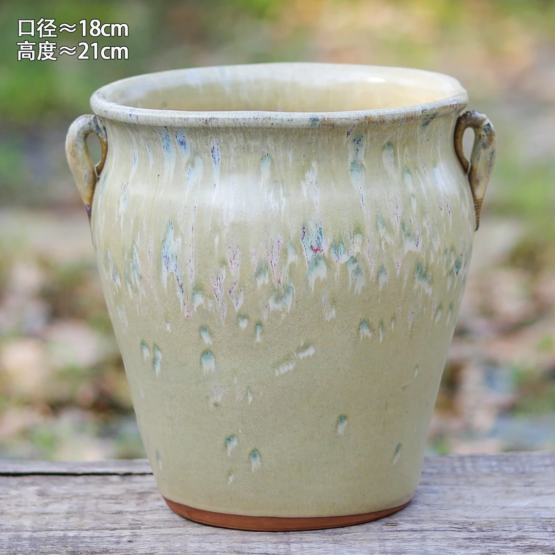 口18高21大口径粗陶双耳花盆多肉老桩法师绿植家用花卉花器