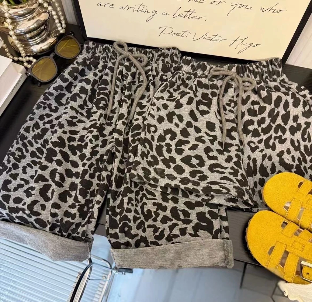 （亲子款）女童豹纹裤2025春夏儿童洋气休闲短裤百搭时髦韩版时尚