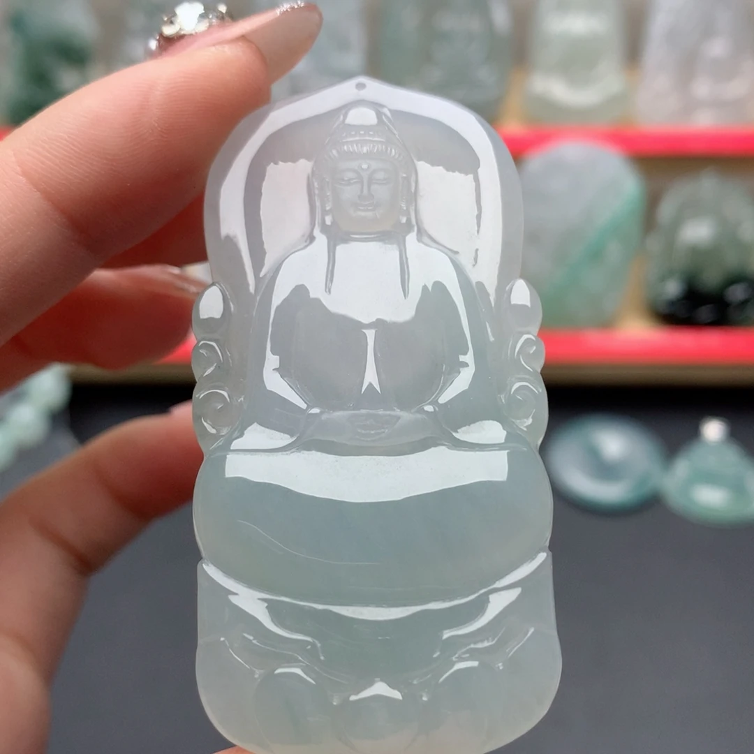 来***财翡翠未镶嵌颈饰素衣观音