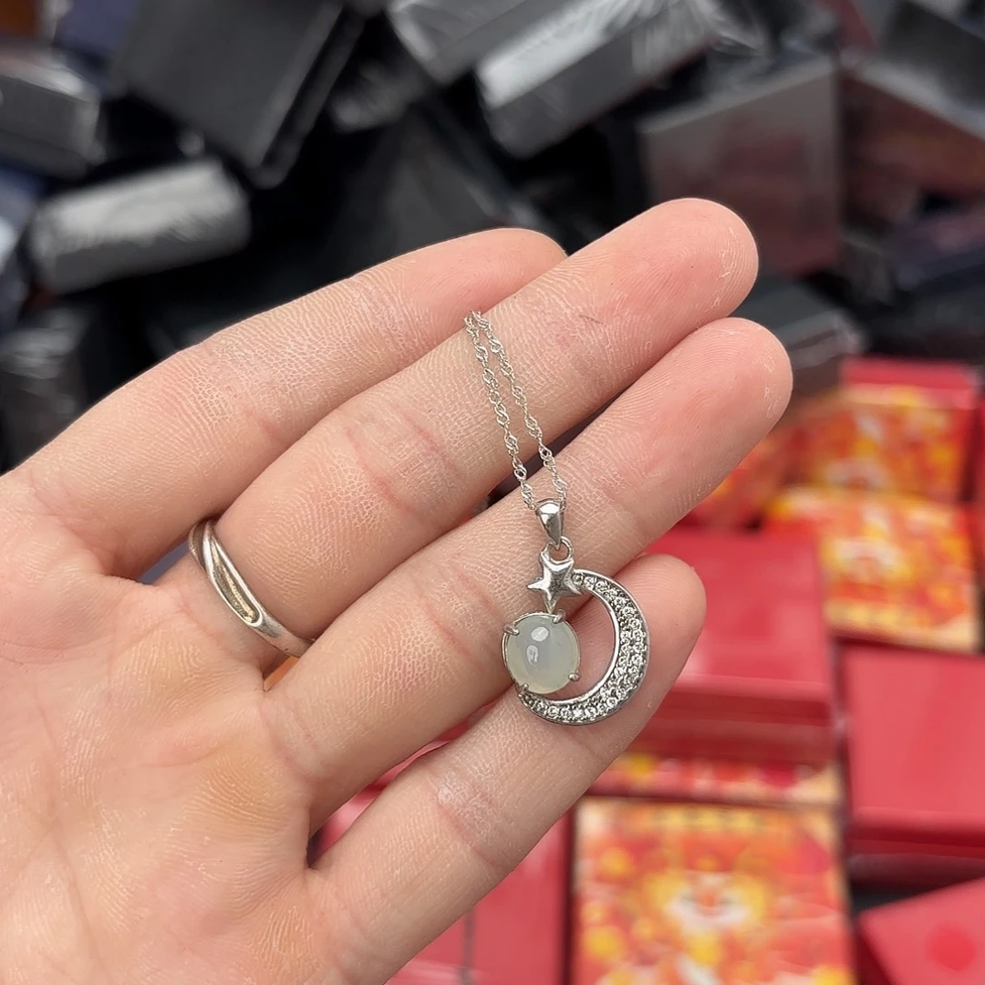 翡翠戒指银S925镀金镶嵌