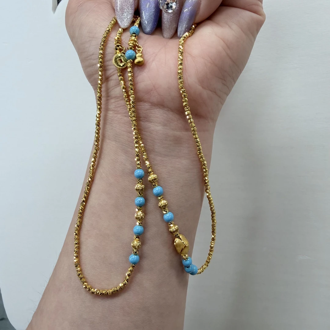 【金套链】拉丝金珠陶瓷套链足金999精致百搭通勤附加【688/188】