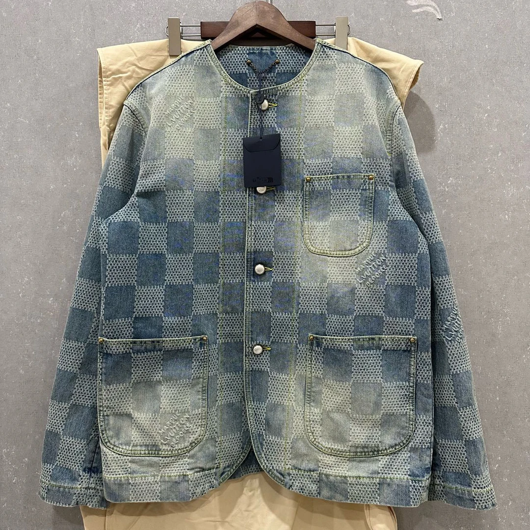 未使用 LouisVuitton/路易威登 棋盘格刺绣Logo夹克 48码 004131