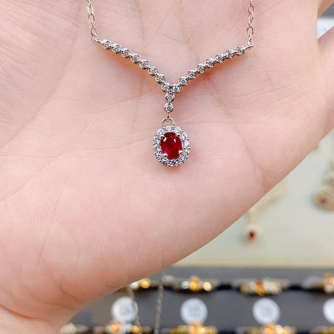 颈饰红宝石银S925镶嵌